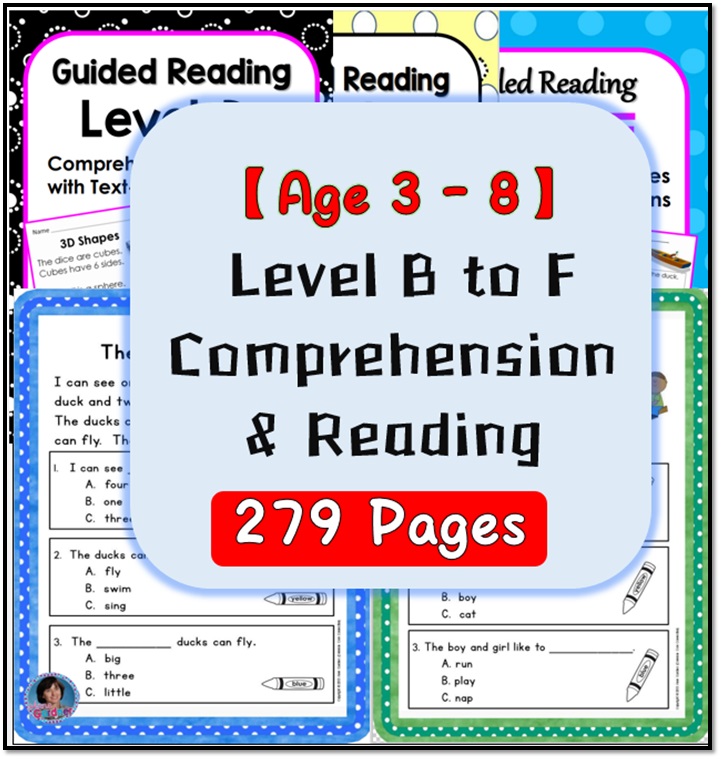 【ENG COMPREHENSION & READING】AGE 3-8 : LEVEL B TO F (279 PAGES)